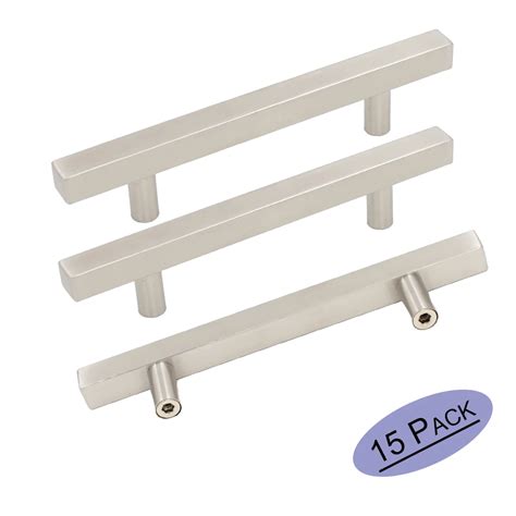 square brushed nickel cabinet pulls